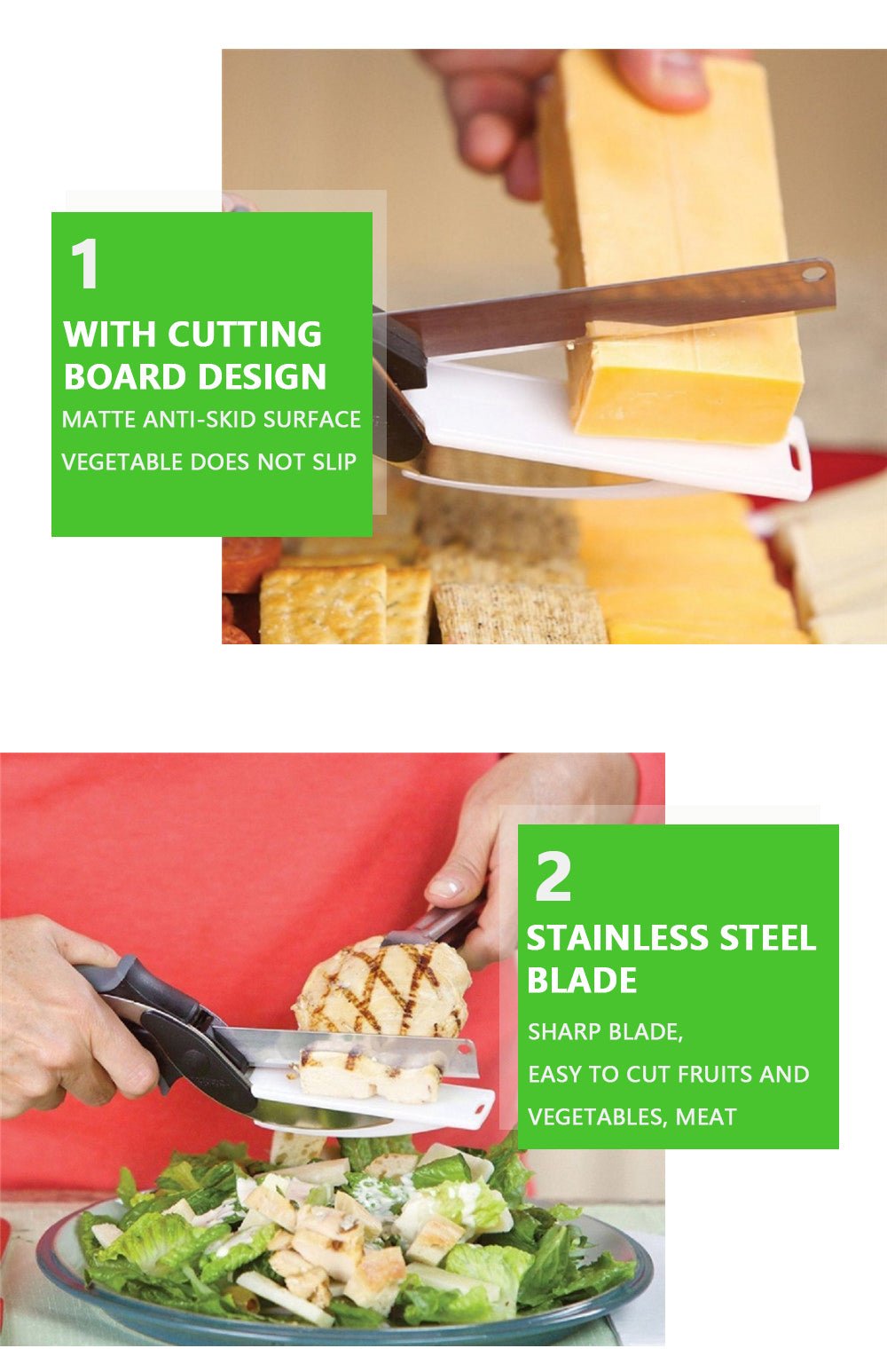Smartcutter™ 2 in 1 Kitchen Knife – cuts food in seconds - Levora